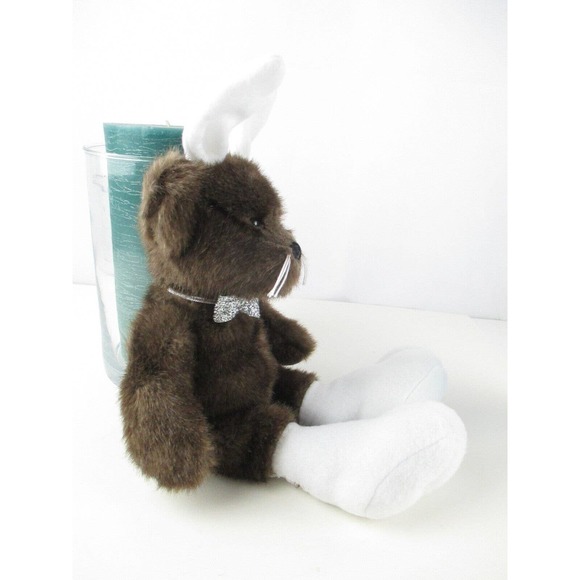 First Main Simpleton Bear 1764 Faux Mink Brown Rabbit Ears Feet 17" Plush Animal - Picture 3 of 5